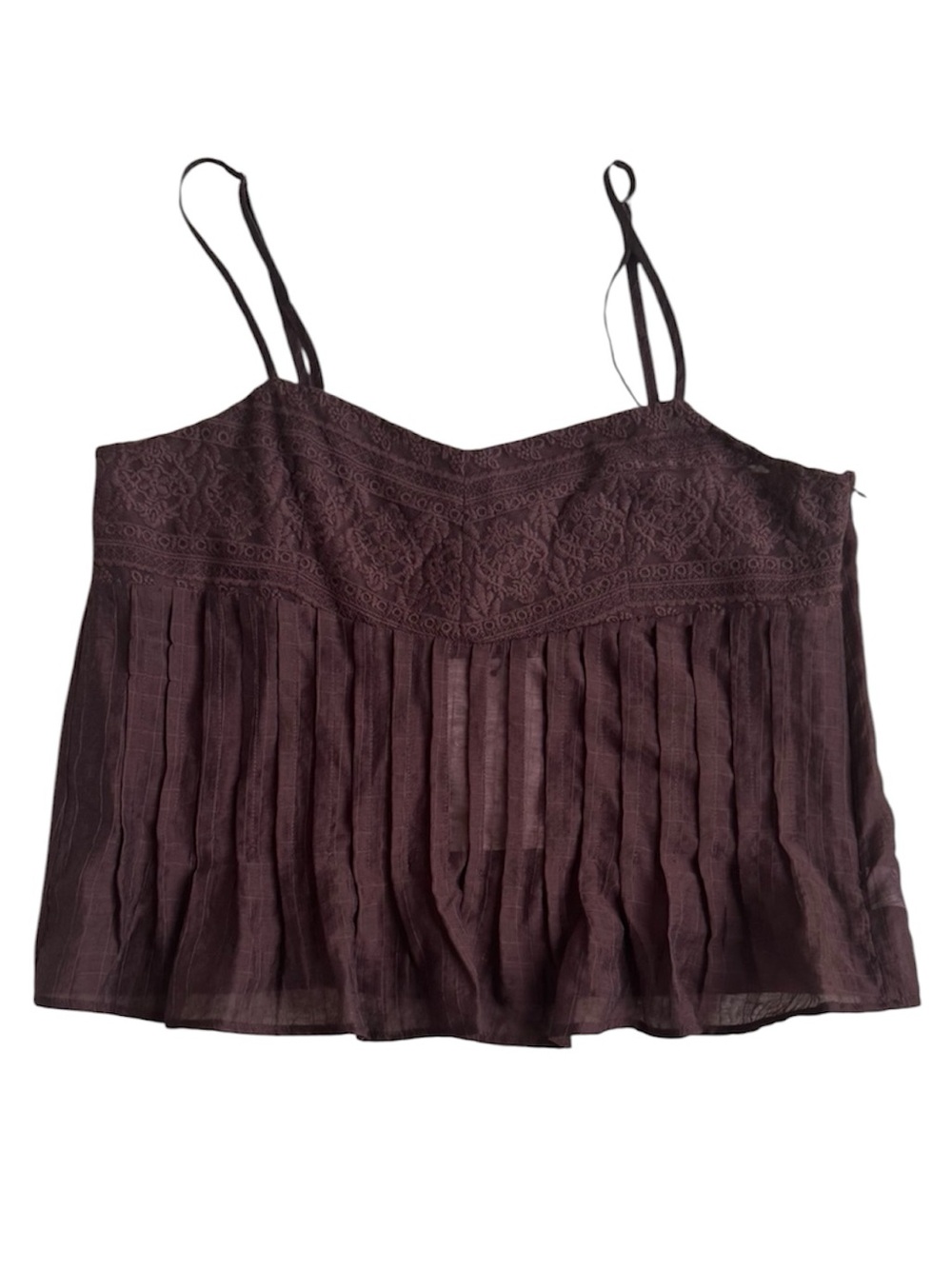 Zara Chocolate Brown Pleated Camisole Top